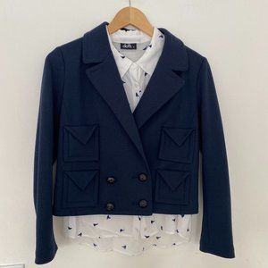 -Madewell Navy Alexa Chung Diana Breasted Jacket Small